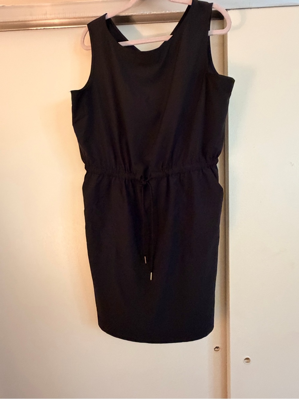 Calvin Klein Black Sleeveless Drawstring-Waist Mini Dress